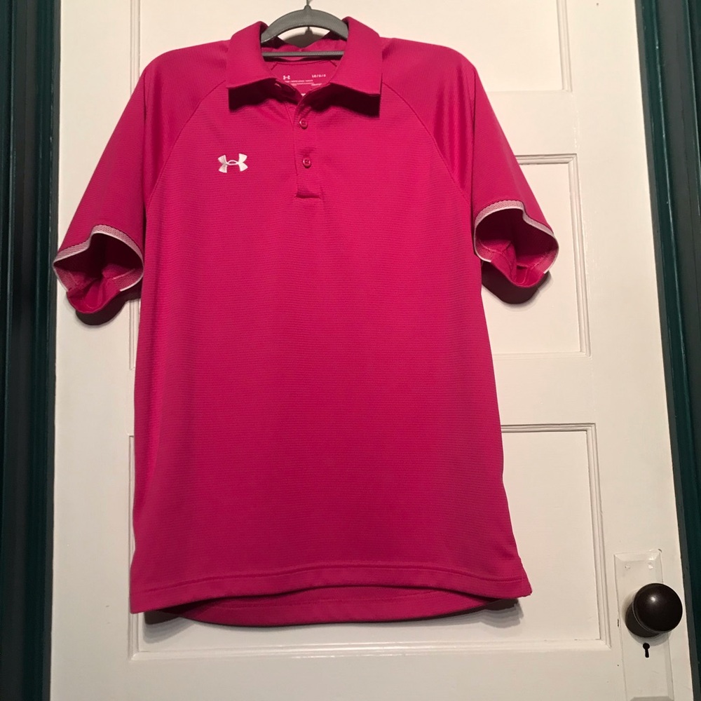 Rival Under Armour Tropic Pink Polo Shirt With Mesh Detail and Heatgear